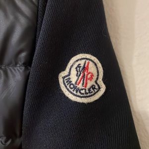 Authentic Moncler Padded Zip Up Hoodie in Navy for Sale